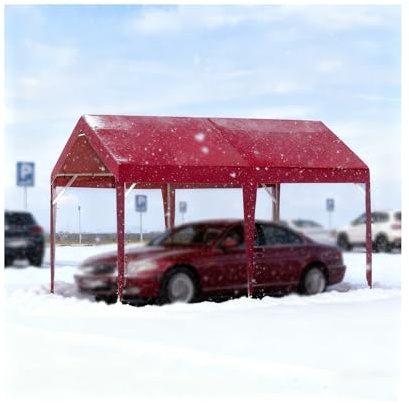 Große, Robuste Carports Mit Verstärktem Rahmen, Wind- Und Schneesichere Carport-Bausätze Für Traktoren, LKW, Wohnmobile Und SUVs(Wine red)