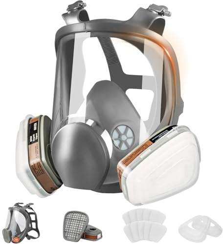 ZXICH Masque à Gaz Masque Anti Poussiere, Masque de Protection Masque Respiratoire Intégral Réutilisable avec Filtres Masque Idéal Pour Polissage,Soudure,Graffiti, 6800 La Peinture En Aérosol