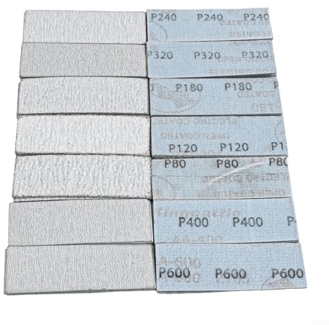 Kit de papel de lija flocado de grano 7 para lijar y pulir proyectos de bricolaje, incluye 70 hojas y estante de papel de lija compatible con superficies de madera y metal y plástico