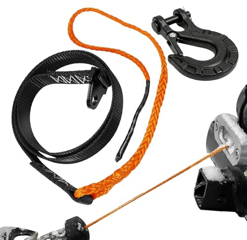 Recovery Strap – Robuste 64 Zoll Anhängerverlängerungsgurte mit Haken und Stahlseil aus Polyester | Seilwinde | Abschleppgurte für LKW Anhänger T