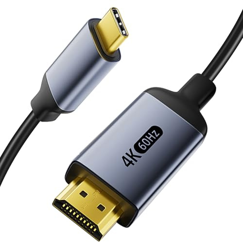 Cavo USB C a HDMI 2M, 4K@60Hz Ultra HDR, HDMI 2.0 HDCP 2.2 Thunderbolt 3/4, Custodia Rame Intrecciato + Alluminio Plug & Play per Dispositivi USB-C Laptop Smartphone Tablet Ufficio Casa Viaggio
