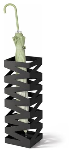 Paragüero de Metal con Diseño de Moderno, Soporte para Paraguas Cuadrado para Entrada, Cubo para Paraguas, Organizador Porta Paraguas para Hogar y Oficina, 50cm de Alto x 26.5cm de Diámetro, Negro