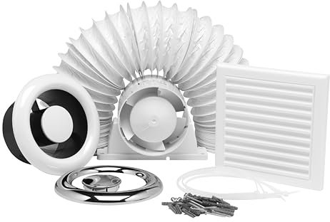 Xpelair Airline Al100T 4/100mm Inline Axial Extractor Fan with Timer for Bathrooms and Shower Rooms, Complete with Loft Fitting Kit, White