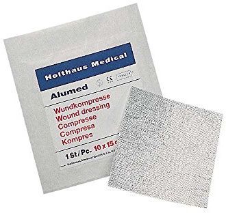 1x sterile Alumed® Kompresse Wundkompresse Vlieskompresse Aluminium Wundauflage, 10x15cm