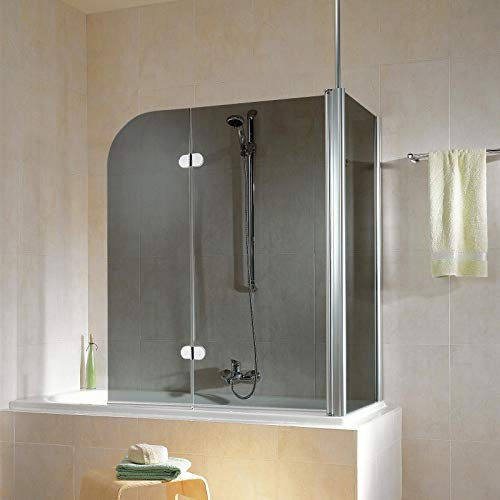 Schulte D81101 41 52 32 3 Duschabtrennung mit Seitenwand Garant für Badewanne, 6 mm Sicherheitsglas grau anthrazit, 117 x 140 x 70 cm, chromoptik, Montage rechts