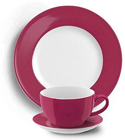Dibbern SONDERAKTION Solid Color - Kaffeetasse m.U. 0,25 + Teller 21 cm - himbeere - NEU