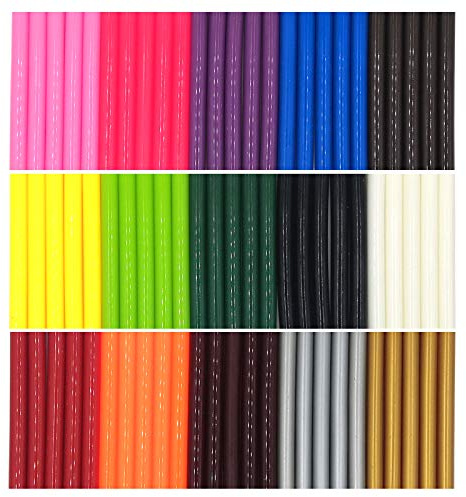 VARACL Lot de 75 bâtons de colle colorés, mini pistolet à colle chaude, pour travaux manuels, bricolage, réparations générales, cadeaux de vacances, 15 couleurs, 7 x 100 mm