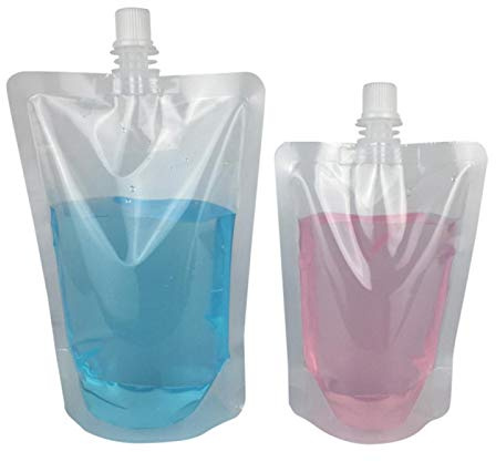 Just E Joy 100x Drink Pouches Disposable Plastic Drinking Flasks Packaging Bag w/Rotating Nozzle Hand-held Clear Smoothie Bags for Juice Milk Brewing Beer Storaging Liquid