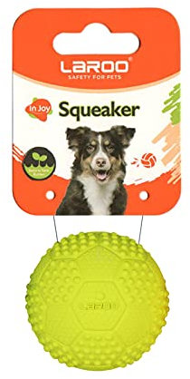 LaRoo Hundespielzeug Hundeball Squeaker, Langlebiges Naturkautschuk Hund Fußball, Quietscher Werfen Hundebälle, Kauspielzeug für Kleine & Große Hunde (5CM Grün)