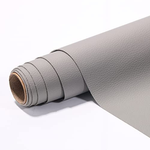 Leder Reparatur Patch, Kunstleder Selbstklebende Lederflicken 40 x 150cm, für Sofas Handtaschen Jacken Möbel Autositze, Hellgrau