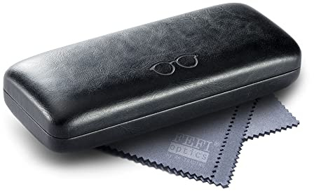 FEFI - Hardcase Brillenetui im Leder-Look mit Brillenprägung - Schwarz