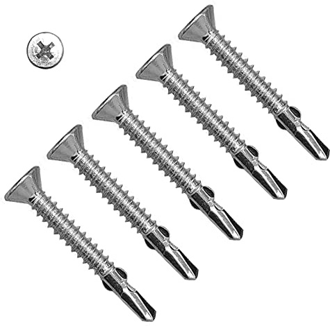 TERF® 4.8 X 38mm Mezzanine Flooring Screw Self Drilling Winged Drill Point Screws Zinc 4.8 X 38mm Phillips Flat Countersunk Head Screws - Pack of 10
