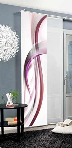HOME WOHNIDEEN 84128 | Schiebegardine FALA, blickdichter Dekostoff, Grafik-Motiv, 245 x x60 cm (Höhe x Breite), Farbe: (Beere)