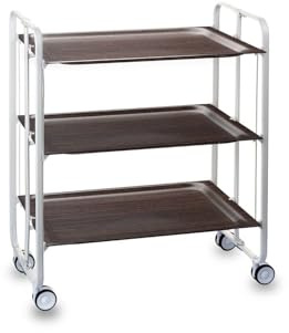 DON HIERRO - Servierwagen klappbar, 3 Böden, weißer Rahmen. Bauhaus-Wengé