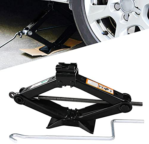 Scherenwagenheber für Auto, 2 Tonnen Wagenheber Kit Heavy Duty Hebeheber Automotive Lift Nivellierwerkzeug Wagenheber Aufziehstabilisator Rostfreier Tragbarer Reifenheber mit Kurbel, 10,2 cm bis 38,1