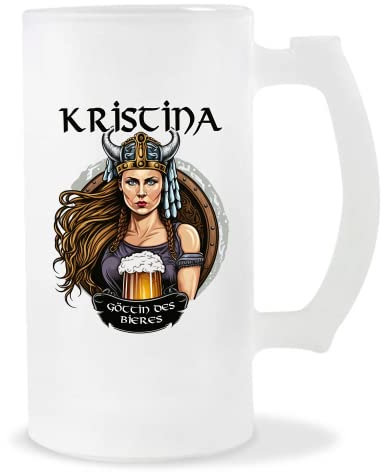 Planetee Bierkrug Kristina | Vorname Viking Bierglas mit Spruch lustig Pint Geschenkidee zum Geburtstag