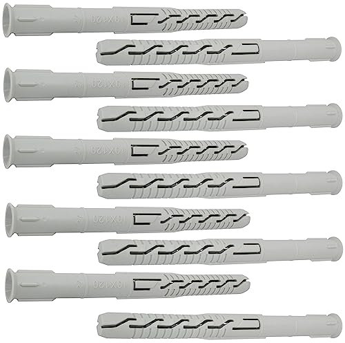 AERZETIX - C67084 - Lot de 10 Chevilles universelles Ø10x120 mm à collerette biseautée/fraisée - en Polyamide - maçonnerie Fixation béton Brique parpaing bâtiment vis Construction