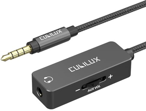 Cubilux 3.5mm Volume Controller for Speakers & Earphones, Stepless Audio Attenuator, 1/8-inch Headphone Extension Cable with In-Line Volume Control, 4 Feet
