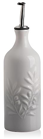Sweejar Home Keramische Olivenölspenderflasche, 570ml Relief Opaque Oil Cruet schützt Öl, um Oxidation zu reduzieren, Geeignet für die Lagerung von Öl, Essig, Kaffeesirup (Gradient Nebelgrau)