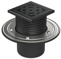 Bodenablauf - Duschablauf 125 x 125 mm - Edelstahl schwarz - DN 110 - Geruchsverschluß - mit Edelstahlflansch (L1 386-BC) - Black Line