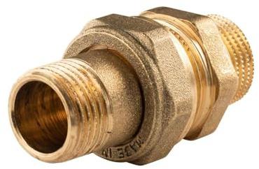 Messing Gewinde-Fitting Verschraubung gerade flachdichtend 1/2'AG - 1/2'AG (DN 15) - schwere Ausführung