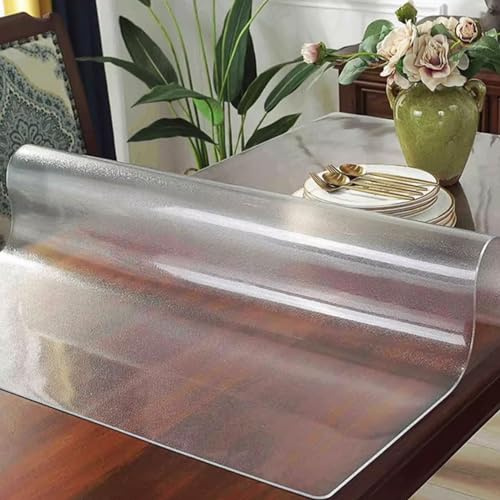 Zhaomi Copertura Protettiva per Tovaglia in PVC Satinato Trasparente, Pellicola Protettiva per Tavolo Impermeabile in Plastica Morbida da 1mm, Adatta per Tappetini per Ufficio (90x130cm/35x51in)