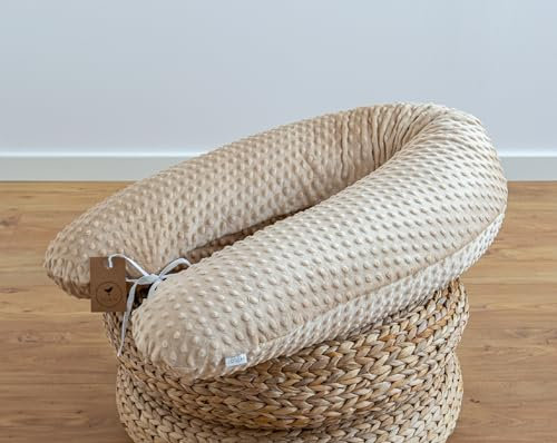 LOOLAY Schwangerschaftskissen - Stillkissen 170 cm - Seitenschläferkissen 100% Minky - mit Abnehmbarem Bezug - Ergonomisches Schwanger Kissen für Schlafen (Beige)