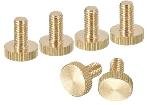 QUARKZMAN M6x12mm gerändelte Daumenschrauben, 6 Stück flache gerändelte Kopf vollständig Gewinde Messing Daumenschrauben Bolzen Griff Knöpfe Befestigungselemente