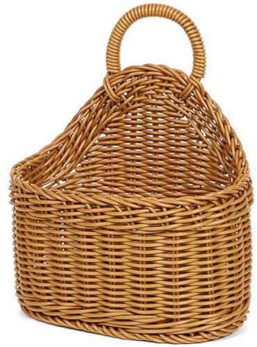 Paniers suspendus avec poignée, panier de rangement suspendu sac de rangement de rangement de rangement en osier en osier, petits paniers en osier suspendus, panier mural suspendu ovale pour organise