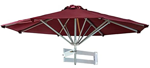XNZJHPP Parasol d'extérieur télescopique Pliable, 7,2 Pieds/8,2 Pieds, Suspendu, Support Mural Tout en Alliage d'aluminium, Protection Solaire (Red 220cm(7.2Ft))