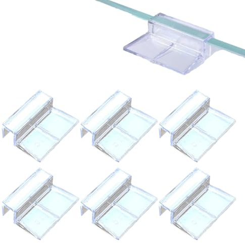 Glasabdeckungs Clips für Aquarien, 6 Stück Aquarium Schutzclips, Aquarium Abdeckung Halterung Unterstützung, Acryl Aquarium Glasabdeckung Halter, Universale Halterungen für Aquarien (10 mm)