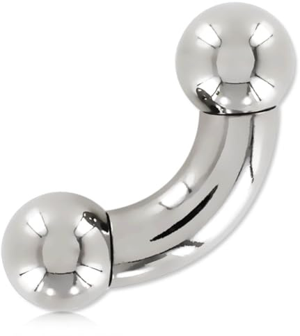 Inoki - Gebogene Langhantel aus Titan mit internen Schraubkugeln - Drahtstärke 3 mm, Inn. Länge 10 mm, Ball 6 mm