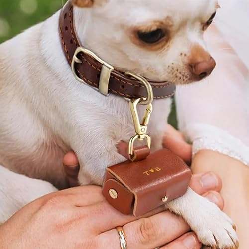 Personalisierte Vorschlag Verlobungsring Tasche Für Hund, Benutzerdefinierte Anfängliche Hochzeit Ring Kissen Box, Hundehalsband Hochzeit Ring Beutel, Verlobung, Hochzeitsring Lagerung Feld(Brown)