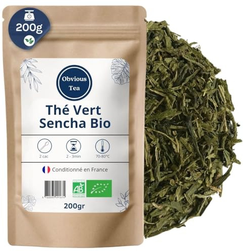 Ekologiskt kinesiskt Sencha grönt te - Löst veganskt te, 100 % naturligt, icke-GMO - Ekologiskt jordbruk - Förpackat i Frankrike
