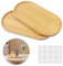 Parastar 2 bandejas de madera decorativas, bandeja de bambú decorativa, bandeja ovalada, bandeja decorativa de madera, bandeja de madera para posavasos de té, tartas, café, planta, madera, mosaico