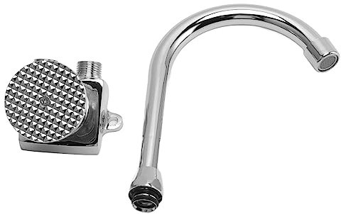 Foot Pedal Valve for Faucet, Foot Pedal Faucet Touchless Floor Mount Foot Control Faucet Foot Operated Mixer Tap Single Cold Pedal Switch Valve Copper Basin Wash Hand Foot Faucet