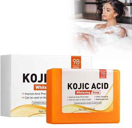 Sapone Acido Kojico Handmade Per Viso E Corpo, 100 G Sapone Delicato Per Acne, Comedoni, Pulizia Profonda Sapone Contro Macchie Scure, Sapone Idratante Contro Acne, Macchie Nere
