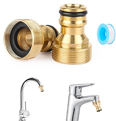 Connecteur de Robinet en Laiton Jardin 2 Pcs Universal Kitchen Tap Connector Mixer Hose Adaptor,Jardin Raccord Robinet Tuyau Connecteur Adapté Au Robinet De Tuyau d'Arrosage, Arroseur De Pelouse