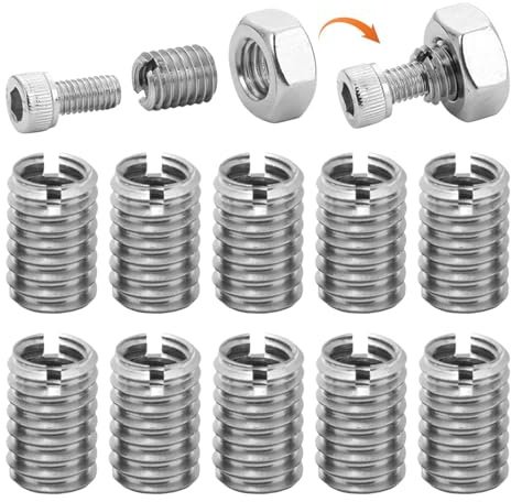 Manicotto filettato, filettatura M8 su M10 x 8 mm, 10 viti filettate in acciaio inox, strumento di riparazione filettatura interna metrica per automobili turbine a vapore, dispositivi meccanici