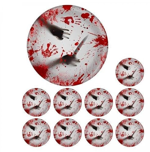 rockible Assiettes En Papier Jetables, Décorations de Table de Fête, Assiettes à Empreintes de Mains Sanglantes, Vaisselle D'halloween Sanglante, Ensemble de V