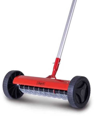 Scheppach Vertikutierer SCM340 Handvertikutierer 34cm Arbeitsbreite | Arbeitshöhe max. 90mm | 180cm langer Alu-Stiel | 11 Vertikutiermesser | Messerhärte 40 – 45 HRC | für Moos, Unkraut und Rasenfilz