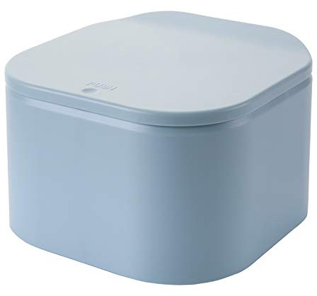 Desktop press type pop-up lid Scandinavian small rubbish bin small covered living room table mini office desk coffee table desktop rubbish bin (blue)