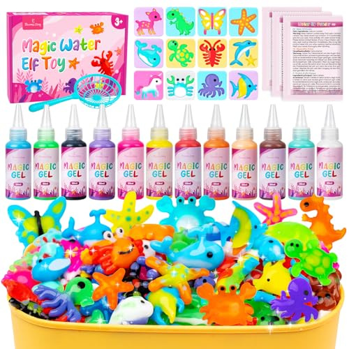Magic Water Elf, Eleanore's Diary Kit Creativo 3D Magic Gelset, Acqua Gel Set Creativo, Magico Elfo Acquatico con 12 Flaconi di Gel Colorato e 10 Formine, Regalo per Bambini 3+