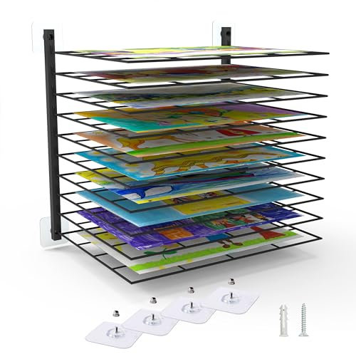 Kunst-Trockenständer, 10 verstellbare Ablagen, passend für alle Wände, Kunsttrockengestell für Klassenzimmer, Studios und kreative Räume