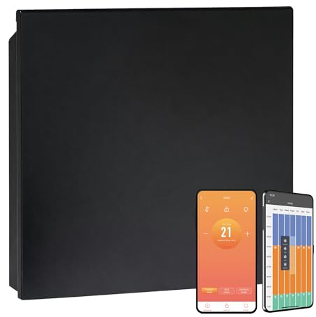 Lyndo WiFi Electric Panel Heater/Convector Radiatot, Wall Mounted, Splash Proof, With Timer, Thermostat, Voice Control, Modern (Black, 750W)