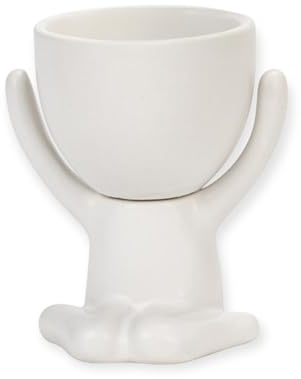 Blumentopf Figur Mensch – Lustiger Übertopf mit Gesicht & Armen – Sukkulenten Pflanzgefäß – Deko für Wohnzimmer, Büro, Badezimmer, Garten und Balkon – Geschenkidee für Pflanzenfreunde (Weiß-A)