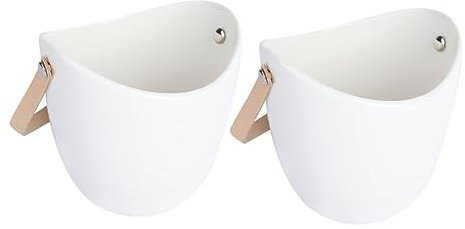 Happyyami 2pcs Hanging Planter Hanging Pots Decorative Flower Pots for Indoor Plants Garden Flower White Ceramic Material for Balcony Window