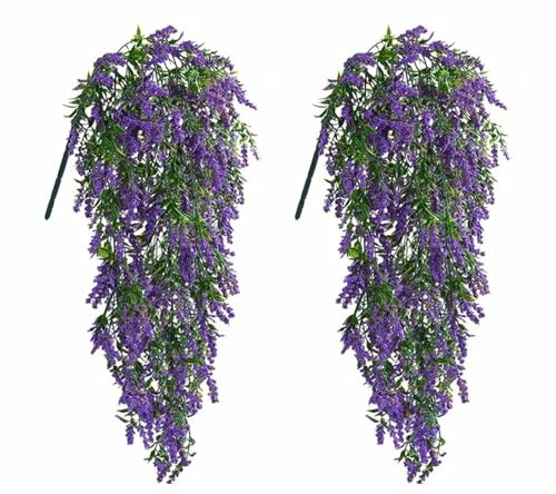 Piante Artificiali Sospese,Mengger 2 pezzi Fiori Artificiali Sospesi Pianta Artificiale,Fioris Artificiali Fiori Finti,Fioris Artificiali Pianta Artificiale Sospesa Decorazione(Viola)