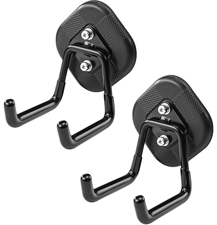 MagitcSee Strong Magnetic Hooks Heavy Duty for Hanging, Large Magnet Garage Utility Tool Accessories Organizer Holder with Anti Slip Rubber Coating for Cruise,RV,Workshop and Outdoor Storage, 2 Pack
