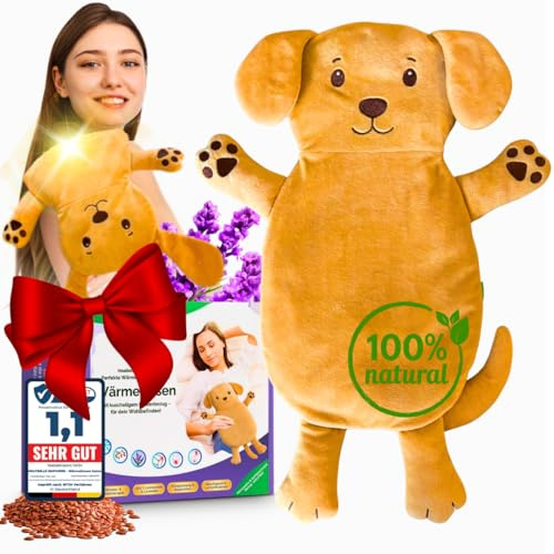 Heatbelle Empower® Mikrowellen-Wärmekissen zur Linderung von Menstruationsbeschwerden, feuchtes, mikrowellengeeignetes Kuscheltier, Wärmekissen für Rücken, Nacken, Schultern und Knie – Hund